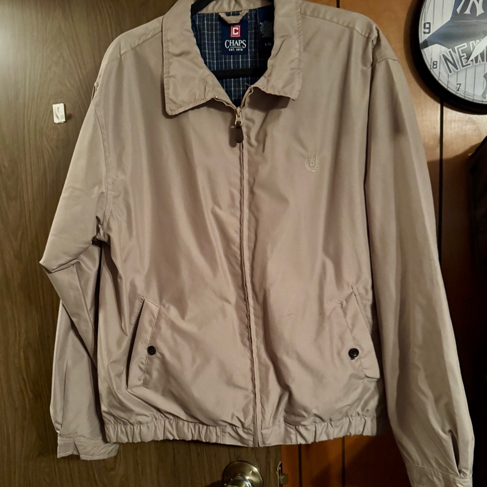 Chaps Tan Windbreaker Jacket Classic Design